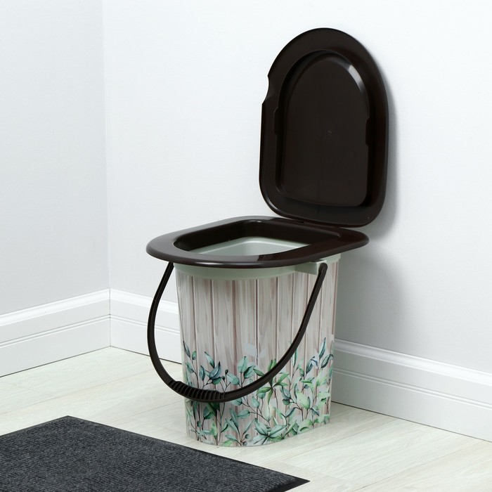 Ведро-туалет, h = 38 см, 17 л, съёмный стульчак, бежевое, крышка МИКС - Фото 1