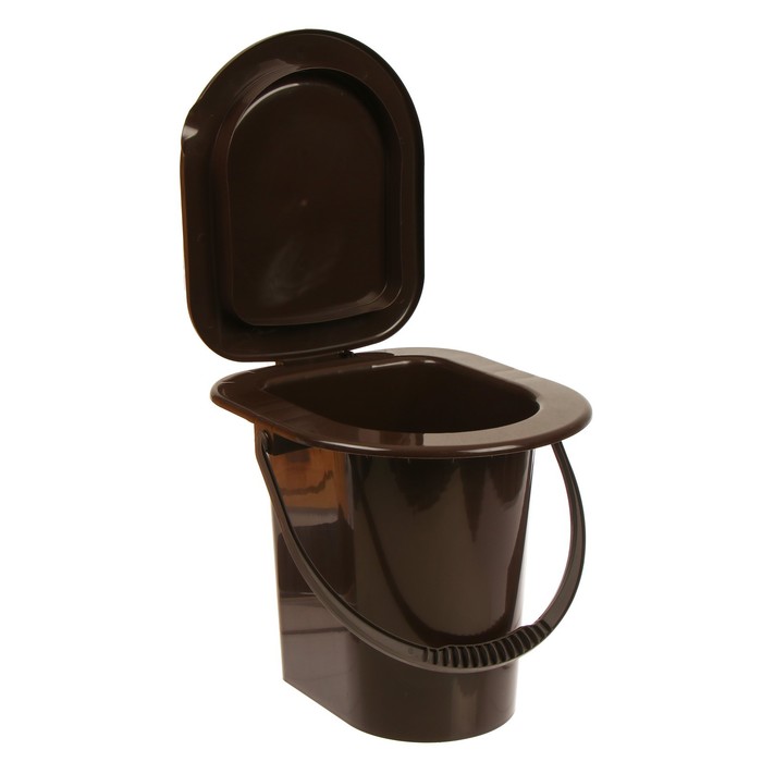 Ведро-туалет, h = 40 см, 13 л, со съёмной ручкой, коричневое - фото 1905411767
