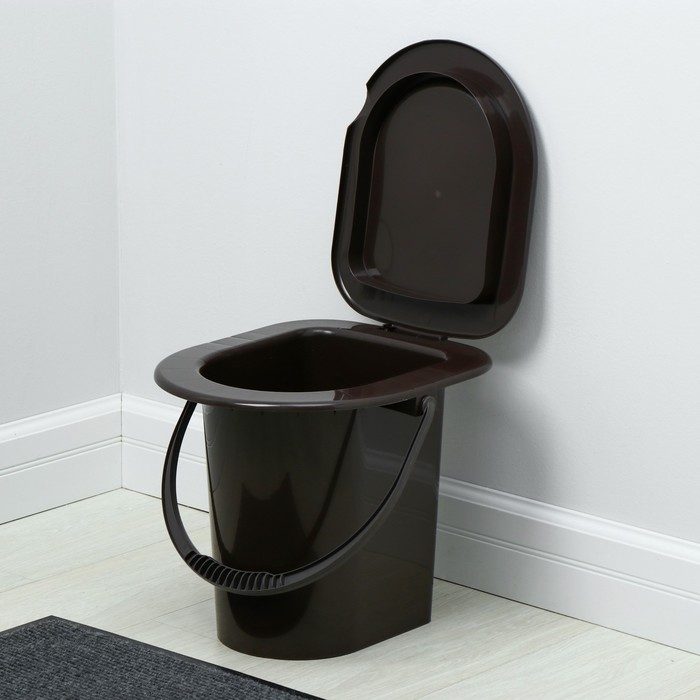Ведро-туалет, h = 40 см, 13 л, со съёмной ручкой, коричневое - Фото 1