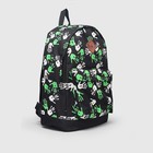 Рюкзак на молнии, 1 отдел, наружный карман, цвет чёрный/зелёный - Фото 2