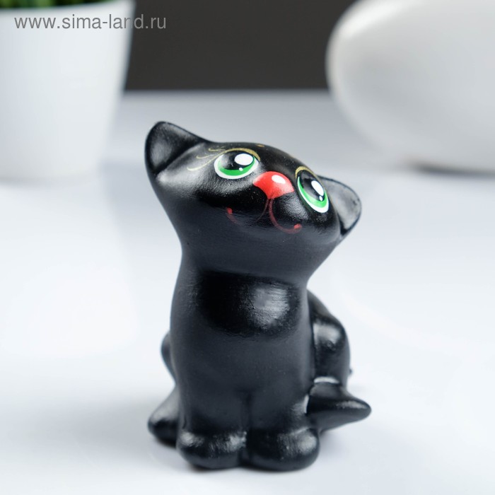 Фигура "Котик Мурзик" чёрный, 6х9х6см - Фото 1