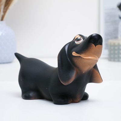 Копилка для денег «Такса», чёрная, керамика, 25×12×15 см