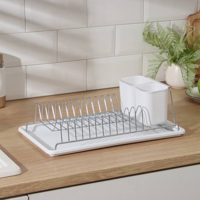 Сушилка для посуды с поддоном Доляна, 38.5×21.5×12.5 см, МИКС - Фото 1