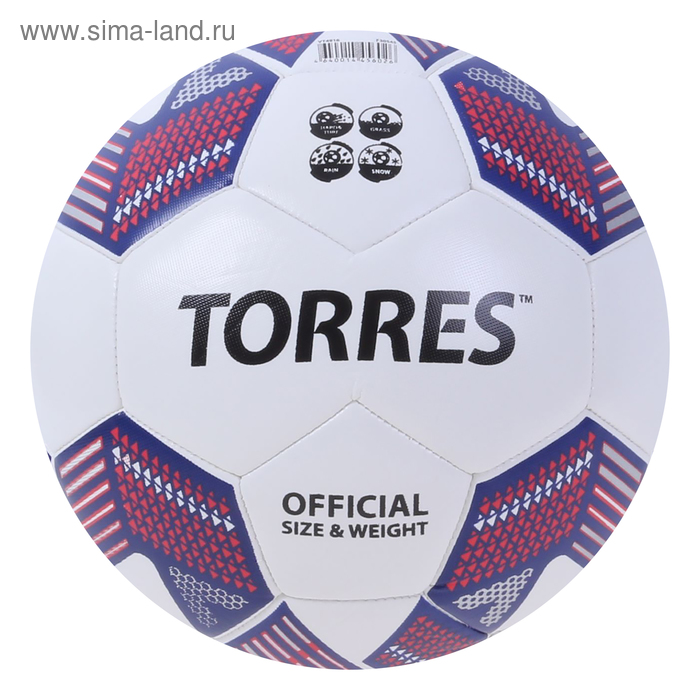 Мяч футбольный "TORRES Team France" арт.F30545, р.5,28 п.TPU, бело-сине-красный - Фото 1