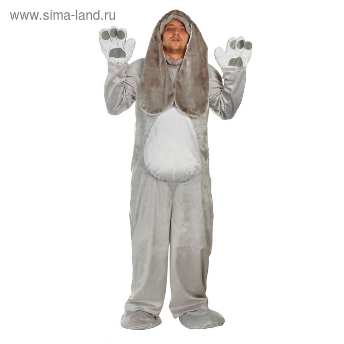 Карнавальный костюм «Заяц», взрослый, комбинезон, шапка, р. 50-52, рост 180 см - Фото 1