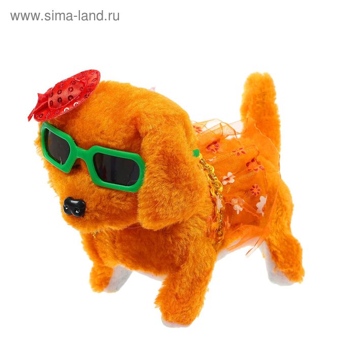 Мягкая игрушка "Собачка" в шляпке и очках, пикает, светятся глаза, цвета МИКС - Фото 1