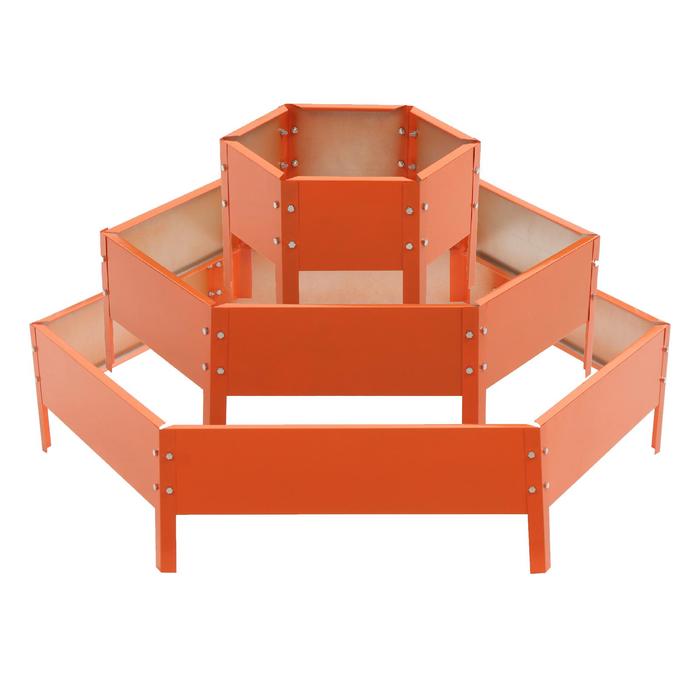 Клумба оцинкованная, 3 яруса, d = 40 – 80 – 120 см, высота бортика 45 см, оранжевая, Greengo - Фото 1