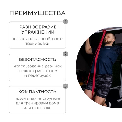 Эспандер ленточный многофункциональный ONLYTOP, 208×4.4×0.5 см, 17-54 кг, красный