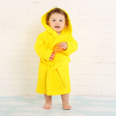 Халат махровый детский, размер 30, цвет жёлтый, 340 г/м2 хл.100% с AIRO