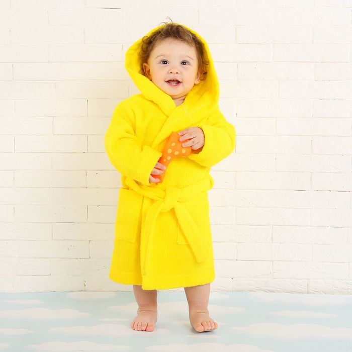 Халат махровый детский, размер 30, цвет жёлтый, 340 г/м2 хл.100% с AIRO - Фото 1