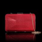 Клатч женский на фермуаре, 1 отдел, цепочка, цвет красный - Фото 1