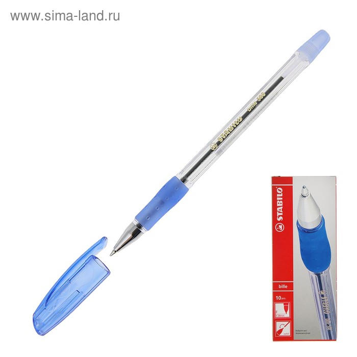 Ручка шариковая Stabilo Bille 508 F, узел 0.3мм, чернила синие, резиновый упор - Фото 1