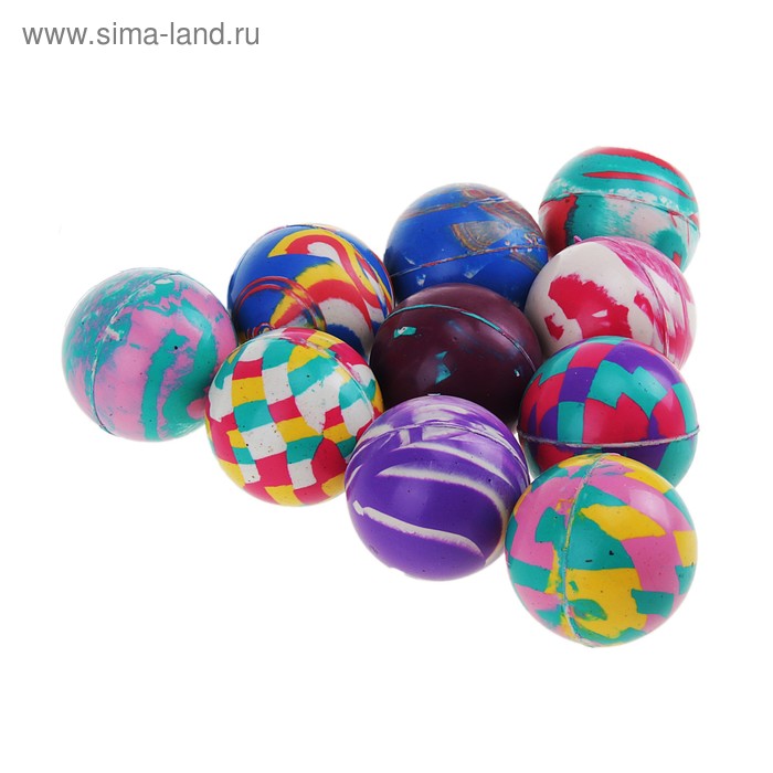 Мяч каучуковый, набор 50 шт., цвета МИКС - Фото 1