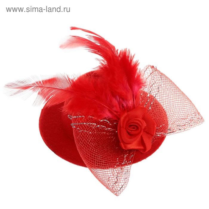 Карнавальный зажим шляпка «Розочка», с перьями, цвета МИКС - Фото 1