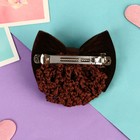 Заколка - автомат для волос «Бантик», с сеточкой для пучка, d=10 см, коричневая - Фото 2