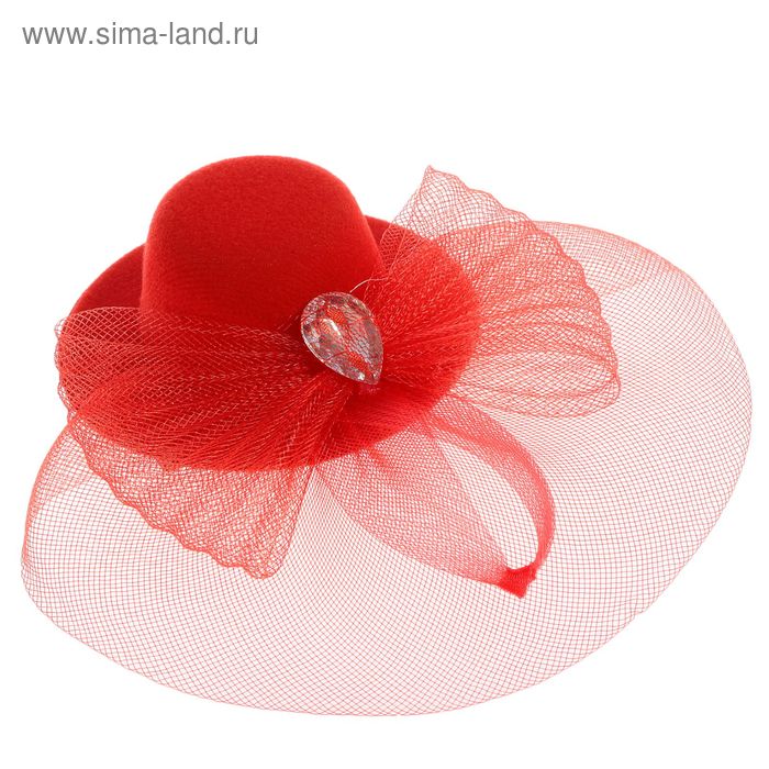 Карнавальный зажим шляпка "Таинственная незнакомка" с вуалькой, цвета МИКС - Фото 1