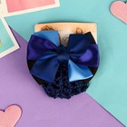 Заколка - автомат для волос «Бантик» с сеточкой для пучка, d=10 см, синяя - Фото 3