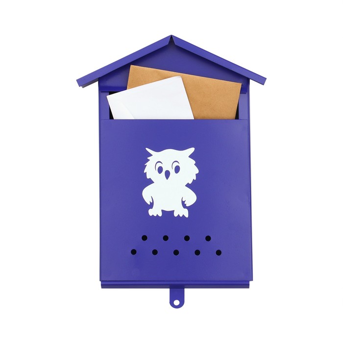 Ящик почтовый без замка (с петлёй), вертикальный, «Домик», синий - Фото 1