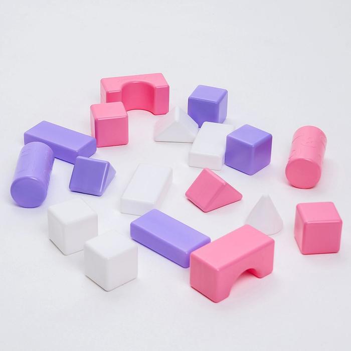 Строительный набор, 18 элементов, 60*60, цвет розовый - фото 1884786349