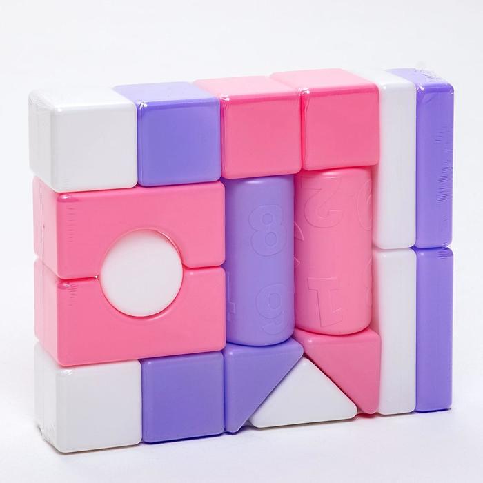 Строительный набор, 18 элементов, 60*60, цвет розовый - фото 1884786350