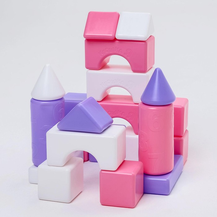 Строительный набор, 21 элемент, 60 × 60, цвет розовый - фото 1884786355