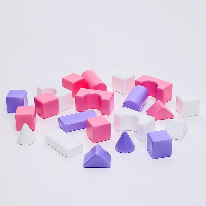 Строительный набор, 21 элемент, 60 × 60, цвет розовый - фото 1884786356