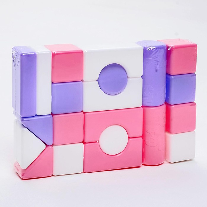 Строительный набор, 21 элемент, 60 × 60, цвет розовый - фото 1884786357