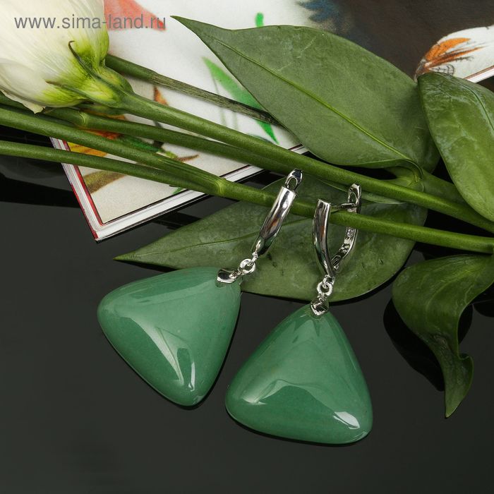 Серьги треугольник «Нефрит» - Фото 1