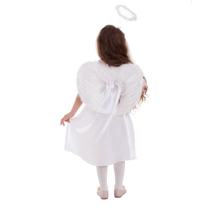 Карнавальный костюм «Ангел», платье, рукав 3/4 гипюр, нимб, крылья, р-р 28, рост 98-104 см - фото 1906861546