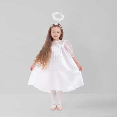 Карнавальный костюм «Ангел»: платье, нимб, крылья, р. 30, рост 110–116 см