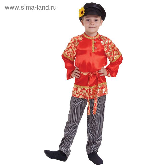 Русский народный костюм для мальчика "Хохлома с золотом", р-р 64, рост 122 см - Фото 1