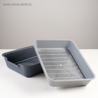 Туалет для кошек «Белла», 37×27×8 см, с сеткой, пластик, серый - Фото 4