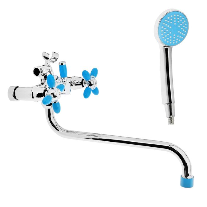 Смеситель для ванны Accoona A7182M, двухвентильный, синий/хром - Фото 1