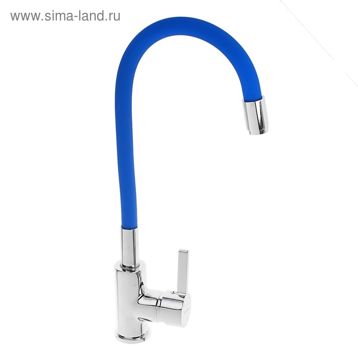 Смеситель для кухни Accoona A9890M, однорычажный, силиконовый излив, синий/хром - Фото 1