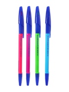 Набор ручек шариковых 4 штуки R-301 Neon Stick & Grip, узел 0.7 мм, чернила синие, резиновый упор, длина линии письма 1000 метров, европодвес - фото 809597642