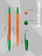 Ручка шариковая ErichKrause R-301 Orange Stick, узел 0.7 мм, чернила зелёные, длина линии письма 2000 метров, штрихкод на ручке - Фото 6