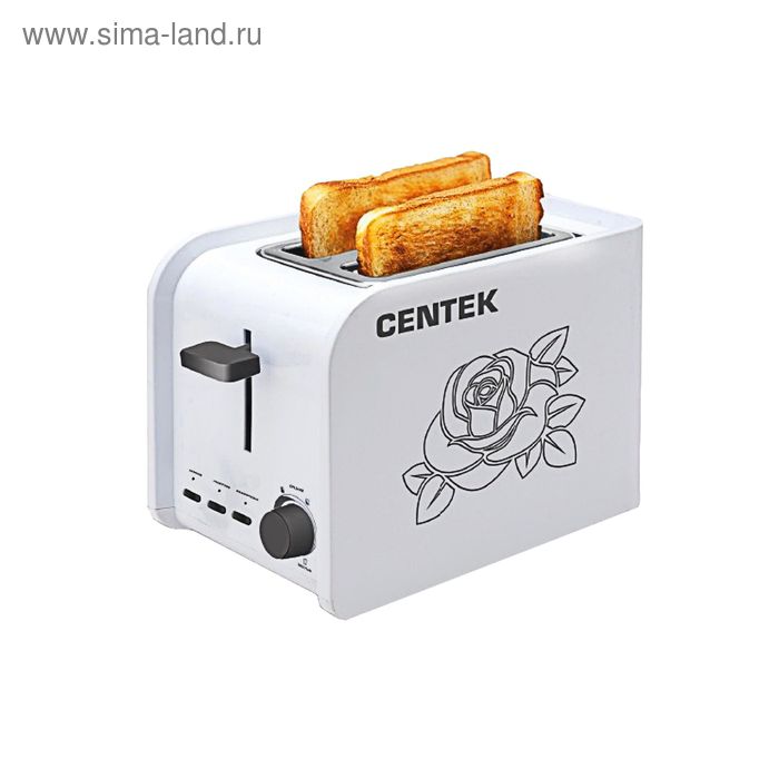 Тостер Centek CT-1427, 800 Вт, 6 ур. мощности, на 2 тоста, белый - Фото 1