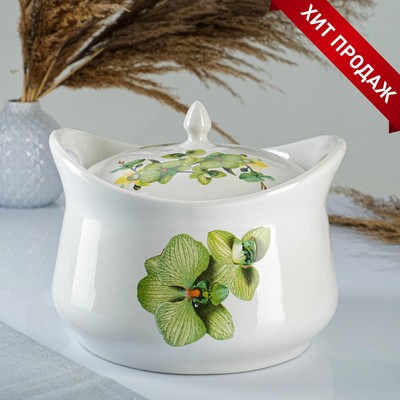 Супница с ручками, 3 л, фарфор, МИКС