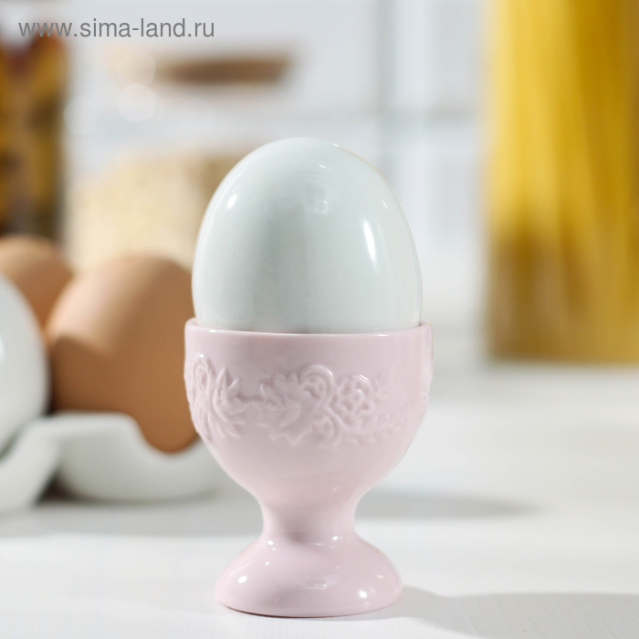 Подставка для яйца Доляна «Кружевная лоза», 30 мл, цвет розовый - Фото 1