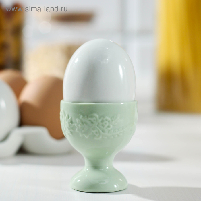Подставка для яйца Доляна «Кружевная лоза», 30 мл, цвет зелёный - Фото 1