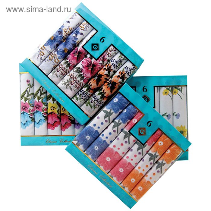 Набор женских носовых платков в коробке ЭТНИКА, 30х30, 6 шт, цвет МИКС
