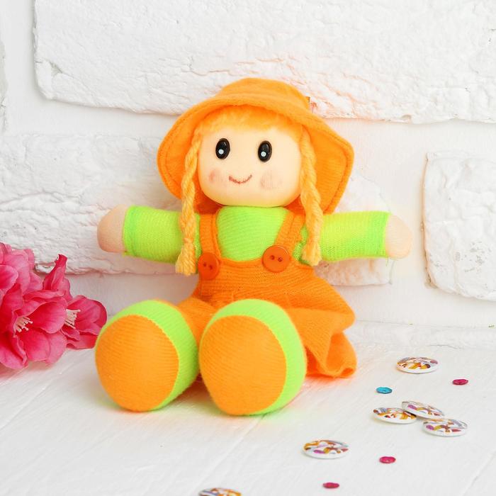 Мягкая игрушка «Кукла с хвостиками», в сарафане, полосатой кофте, цвета МИКС - фото 1905310336