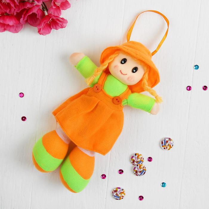 Мягкая игрушка «Кукла с хвостиками», в сарафане, полосатой кофте, цвета МИКС - фото 1905310337