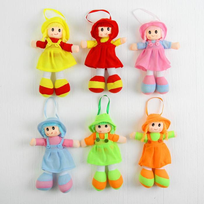 Мягкая игрушка «Кукла с хвостиками», в сарафане, полосатой кофте, цвета МИКС - фото 1905310338