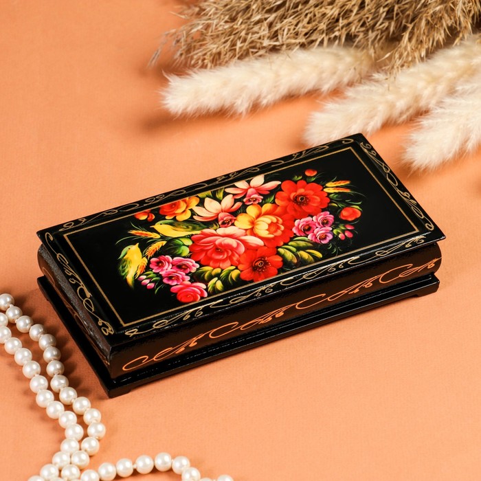 Шкатулка - купюрница «Полевые цветы», 8,5×17см, лаковая миниатюра - фото 1906861759