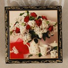 Шкатулка «Букет из роз и сирени», 10х10 см, лаковая миниатюра - Фото 2