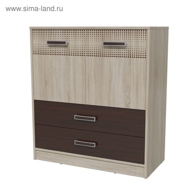 Комод напольный «Румба», 2 дверцы, 2 ящика, 900×430×1000 мм, цвет дуб сонома/венге