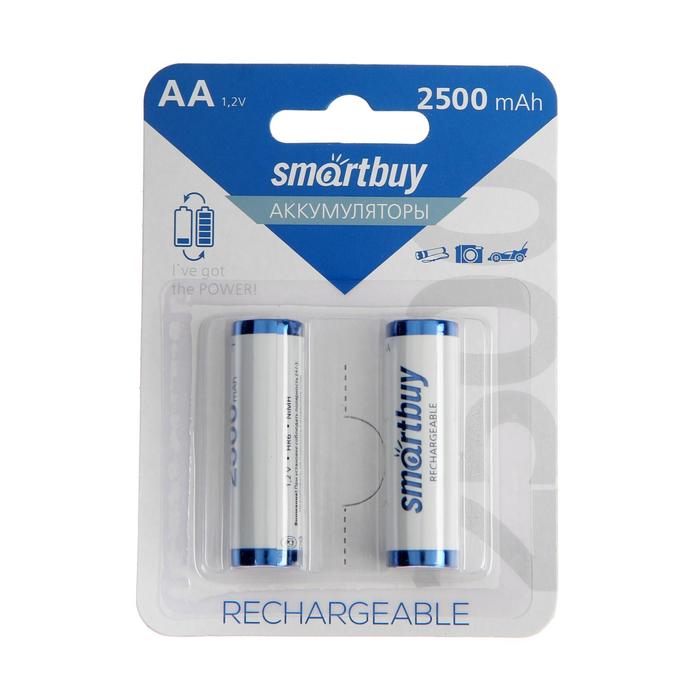 Аккумулятор Smartbuy, Ni-Mh, AA, HR6-2BL, 1.2В, 2500 мАч, блистер, 2 шт. - Фото 1