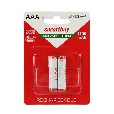 Аккумулятор Smartbuy, Ni-Mh, AAA, HR03-2BL, 1.2В, 1100 мАч, блистер, 2 шт.