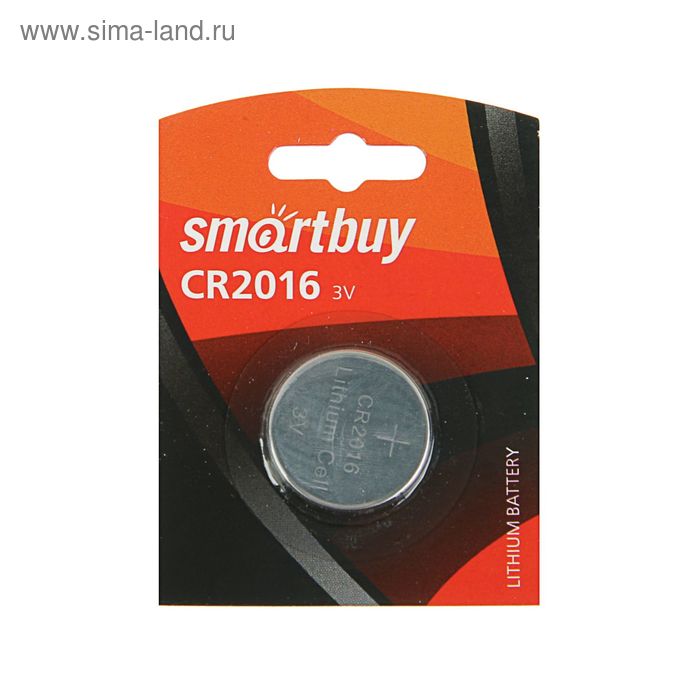 Батарейка литиевая Smartbuy, CR2016-1BL, 3В, блистер, 1 шт. - Фото 1